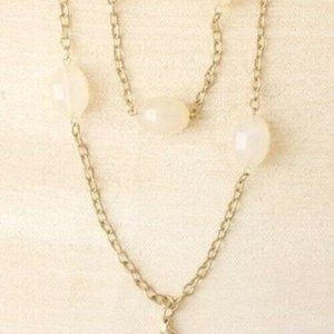 Jewel Kade Duet Gold/Cream Beaded Chain Wrap Necklace with charm